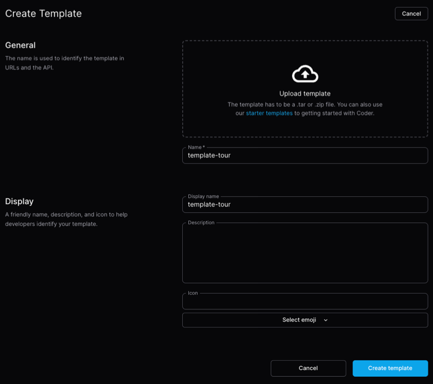 Upload the template files