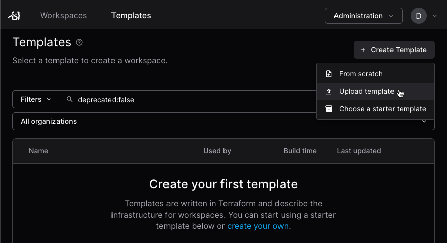 Upload template